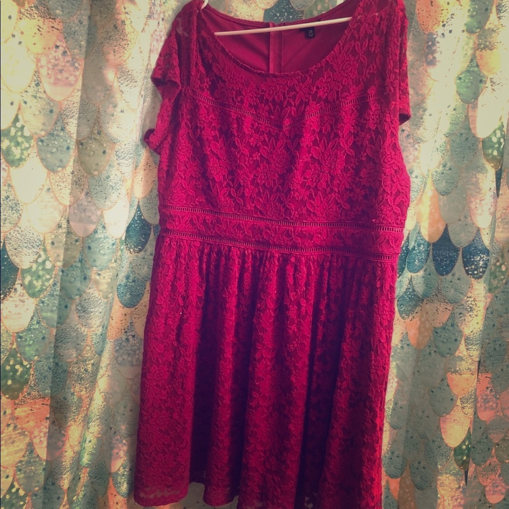 Plus Size Hot Pink Lace Dress